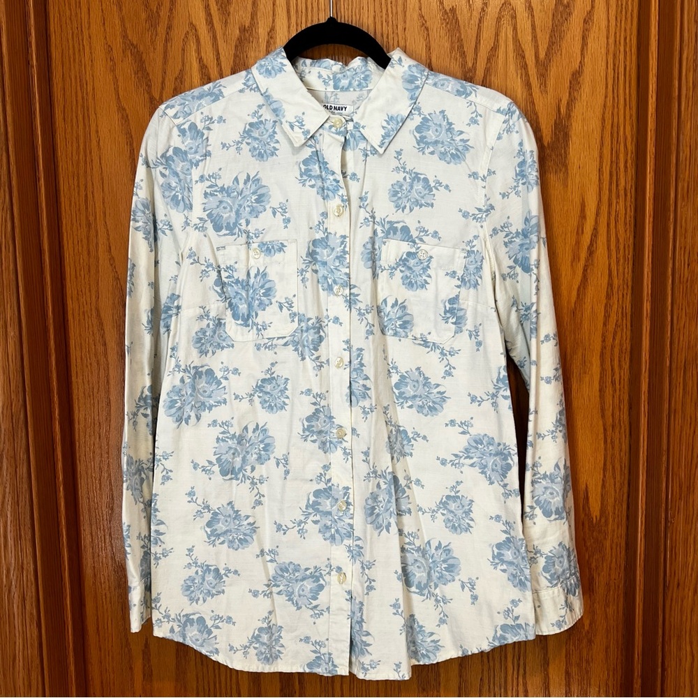 Floral Blue and White Women’s Long Sleeve